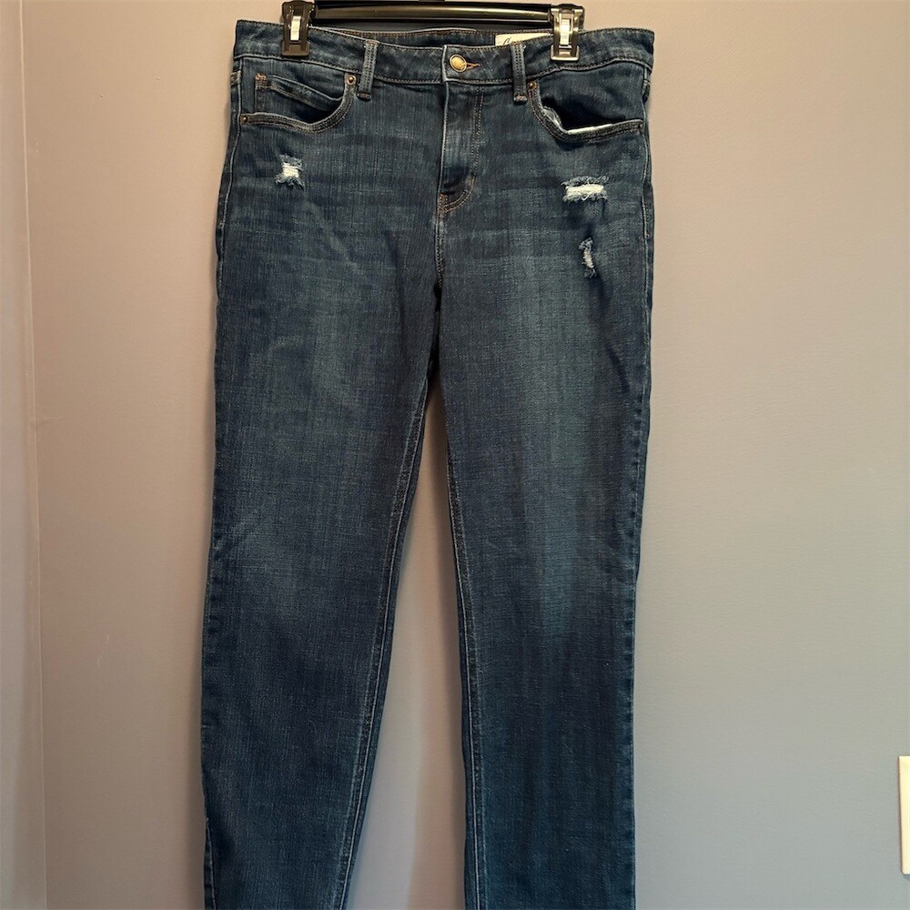 Cosmic Blue Love Jeans Womens Size 31 Dark Wash Distressed Skinny